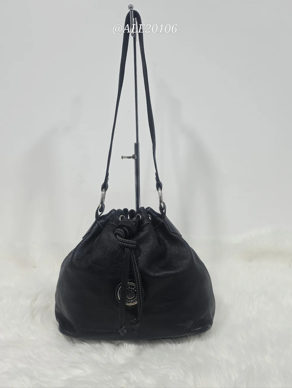 Harley-Davidson Black Leather Bucket Bag Drawstring Crossbody Purse - Picture 16 of 16